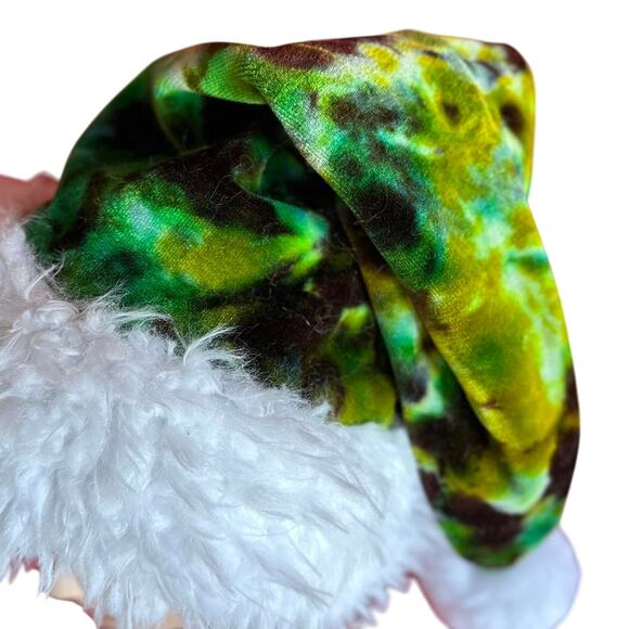 Santa Hat Tie Dye Handcrafted Handsewn Holiday Accessories Party Ready Christmas - Picture 6 of 7